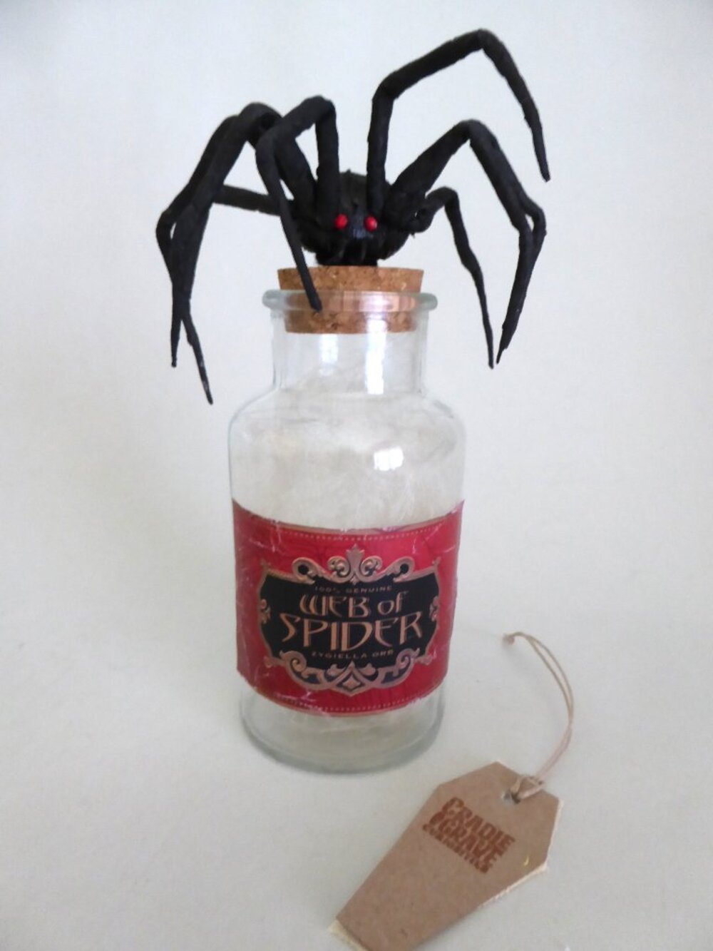 NEW 8.75” APOTHECARY WEB OF A SPIDER GLASS BOTTLE PROP ODDITY HARRY POTTER